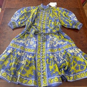 Zimmermann Raie Lantern Mini Dress US Size 6 Retail $895 NWT!
